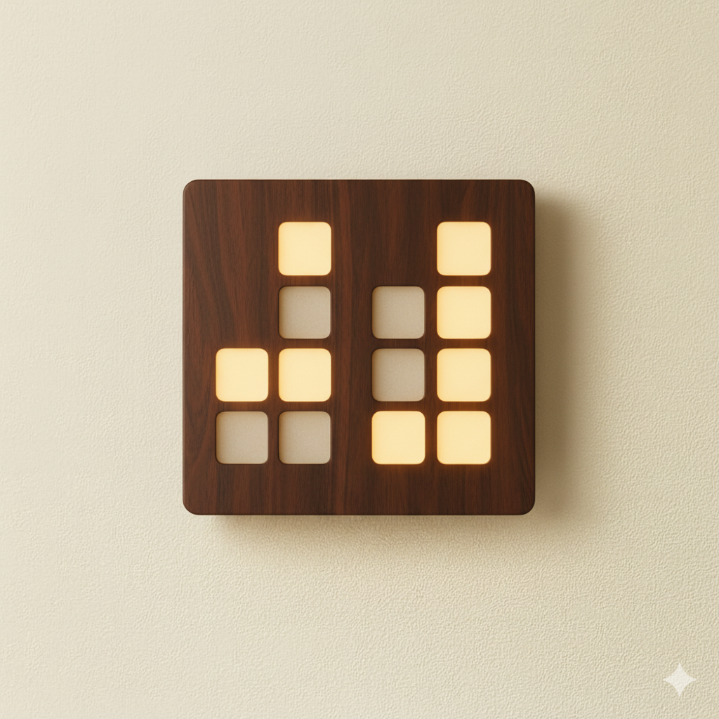 Binesse binary clock showing binary time display